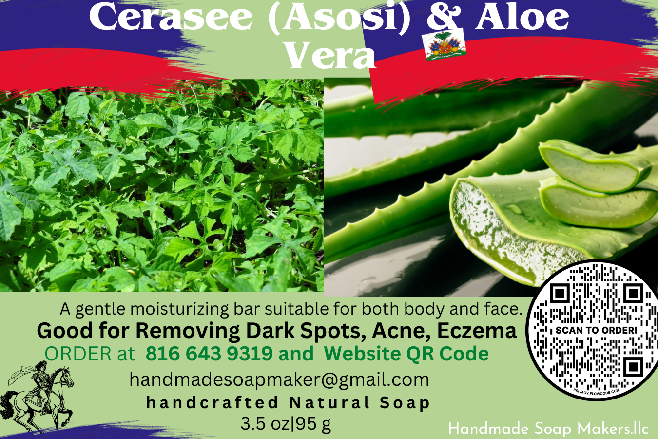 Organic Cerasee (Asosi) and Aloe Vera Soap for Dark spots, Eczema and Acne Face and Body Soap