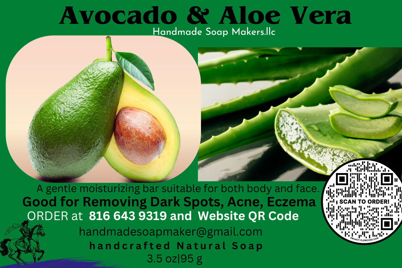 Organic Avocado & Aloe Vera Good for Acne, Eczema & dry skin for Face and Body Soap