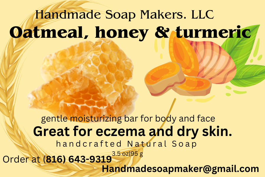 Organic Oatmeal, Honey & Turmeric Great for Eczema and Dry skin for Face and Body Moisturizing Soap